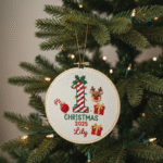 Custom Embroidered Baby Christmas Ornament, Baby First Christmas Keepsake